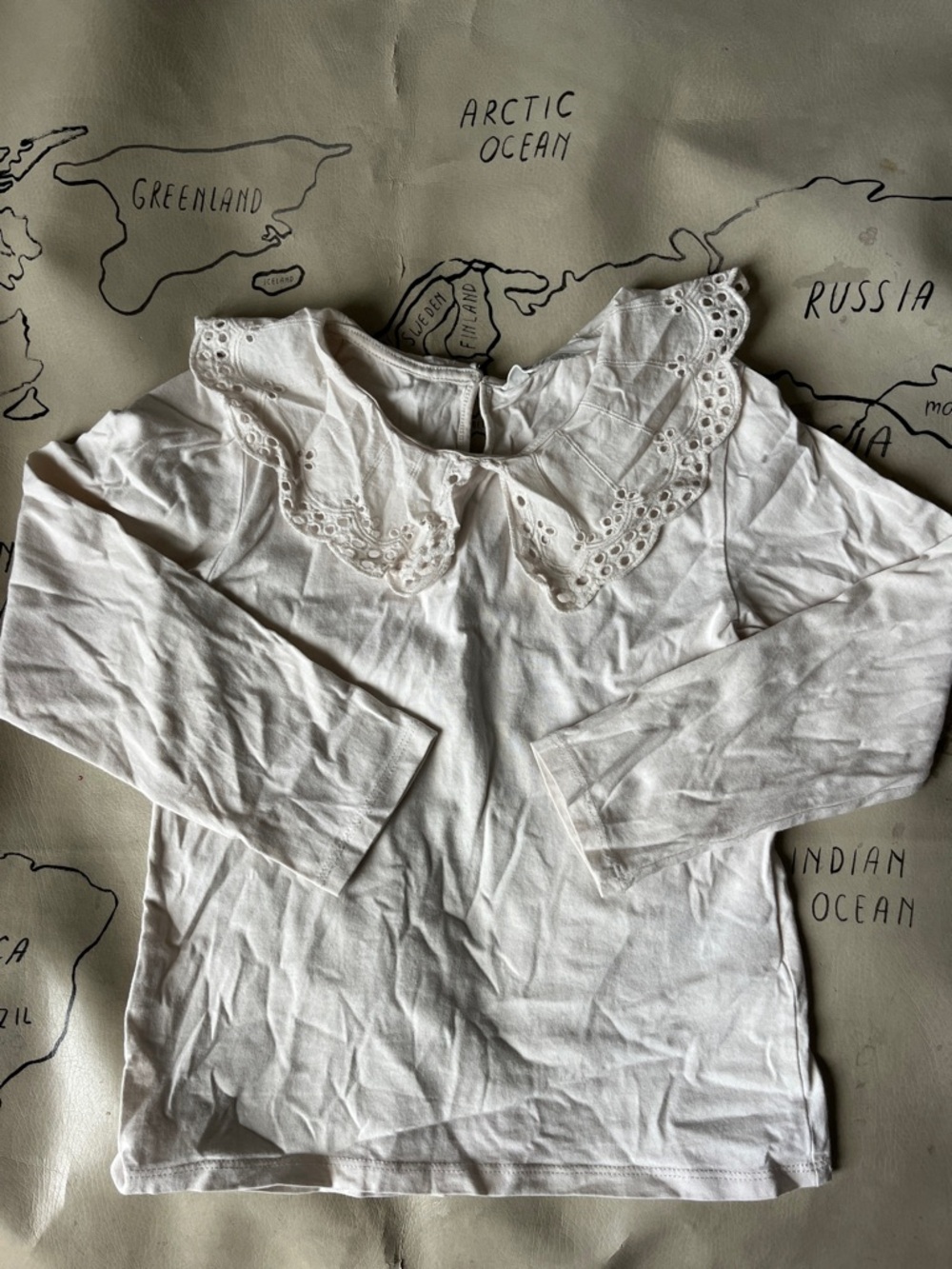 H&M Off-White Eyelet collar Top